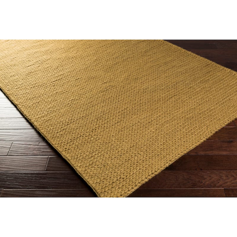 Hand Woven Yale Contemporary Solid Braided New Zealand Wool Area Rug