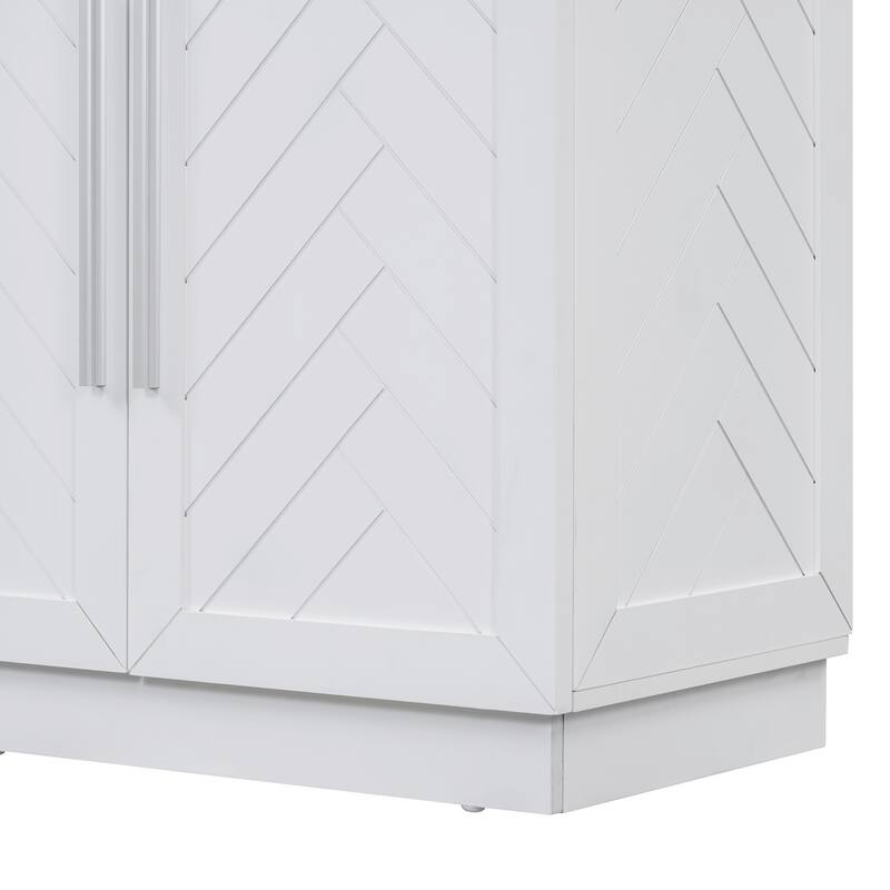 Sideboard Buffet Cabinet with Storage, with Adjustable Shelves and Silver Handles Sideboard Cabinet for Kitchen, Living Room