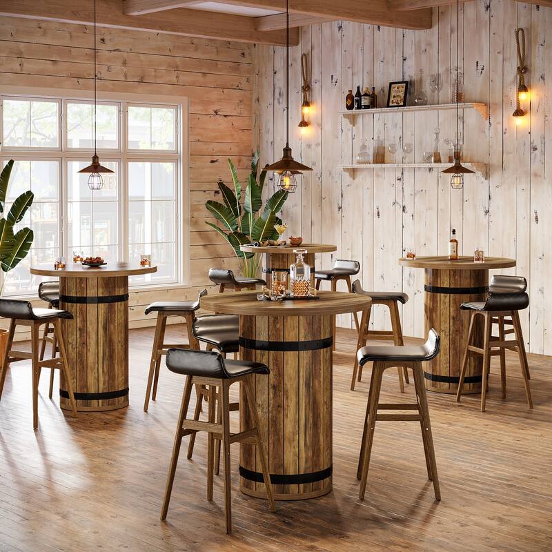 Round Bar Table, Bistro Pub Table for Kitchen (Only Table)