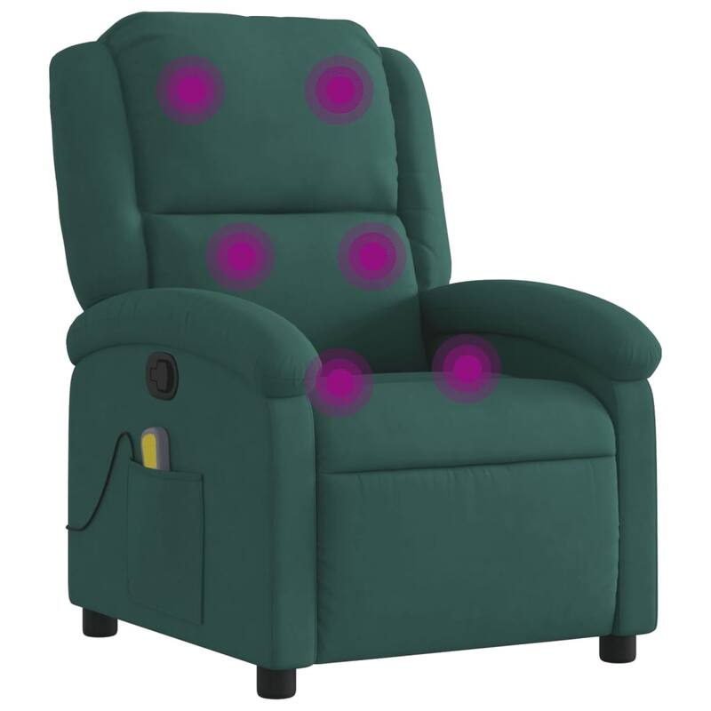 vidaXL Massage Recliner Chair Wingback Reclining Armchair for Elderly Velvet