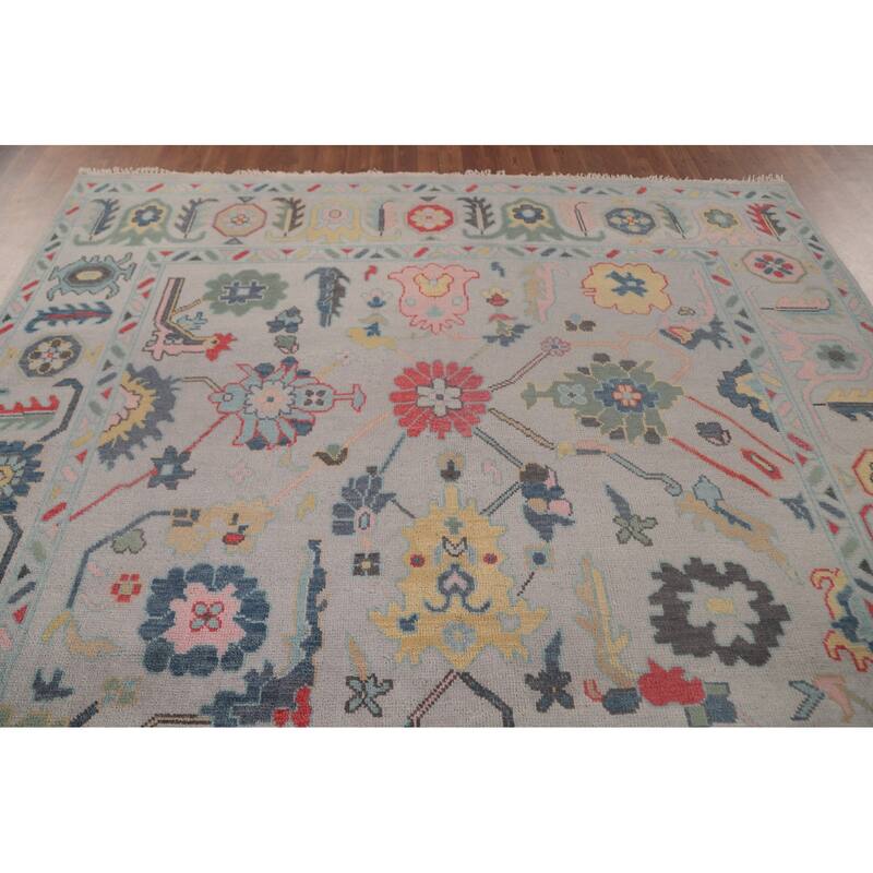 Transitional Floral Oushak Area Rug Handmade Oriental Wool Carpet - 7'11"x 10'4"