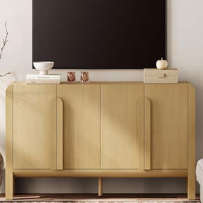 WAMPAT 63" Modern TV Stand With Storage, Entertainment Center With Adjustable Shelves,Wooden TV Console With 4 Doors