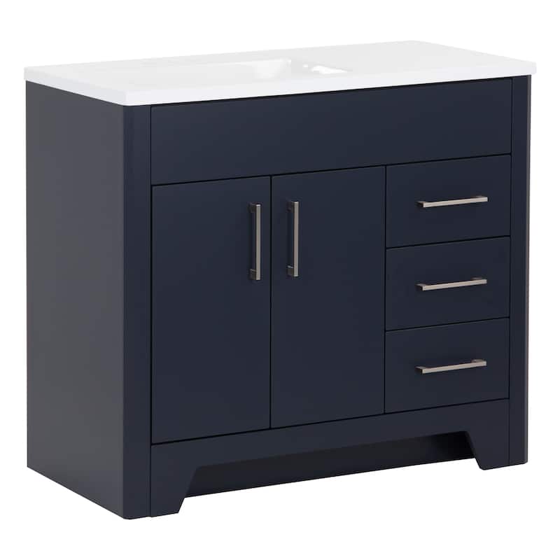 Spring Mill Cabinets Salil 36.5" Bathroom Vanity With Cabinet, 2 Drawers, and Offset Sink