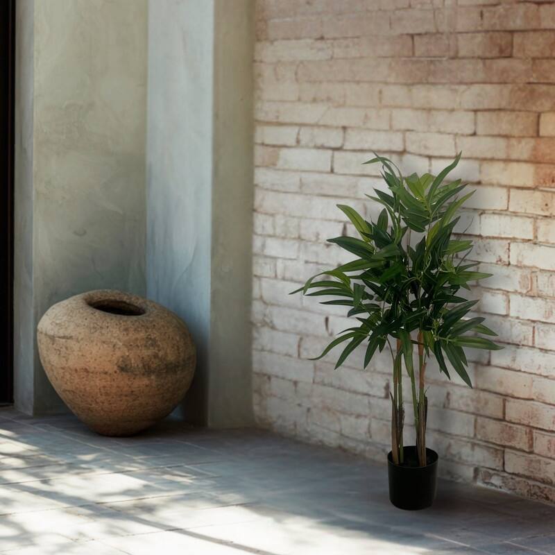 XBrand 35.4-Inch Artificial Bamboo Plant - Realistic Indoor Faux Plant with Adjustable Branches and Cement-Stabilized Pot