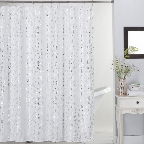 White pattern deals shower curtain