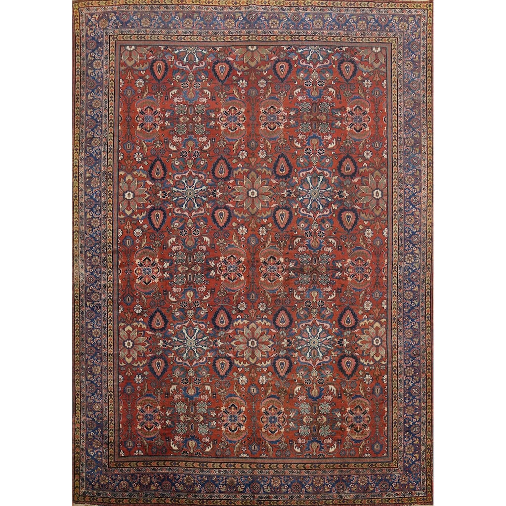 Hand Knotted Oriental 100% Wool Carpet Traditional Floral Oranges & Rust Sultanabad Area Rug - 16' 2'' X 12' 6''