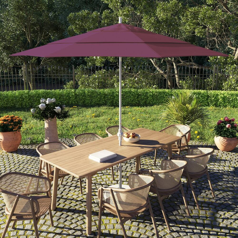 California Umbrella 11' Sun Master Patio Umbrella White Aluminum Pole Fiberglass Ribs Crank Lift Tilt Pacifica
