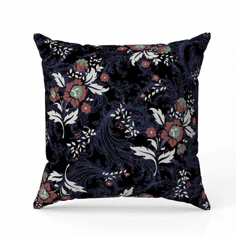 Meadow Strokes Faux Suede Reversible Throw Pillow Black and Blue