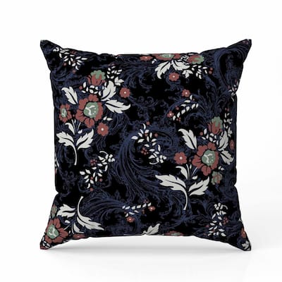 Meadow Strokes Faux Suede Reversible Throw Pillow Black and Blue