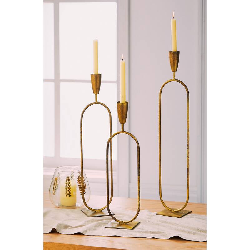 Gold Trumpet Taper Candle Holder Tall, 5.75L x 4.75W x 28.75H inches