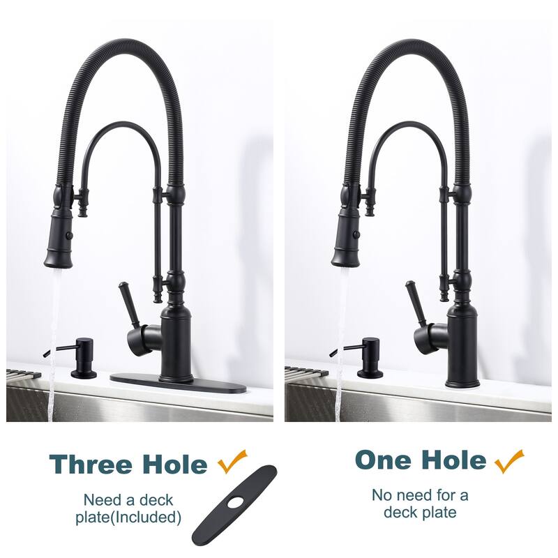 WOWOW Single Handle Gooseneck Pull Down Sprayer Kitchen Faucet