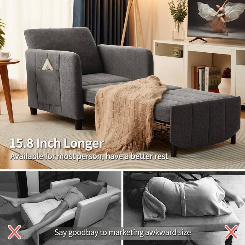 84" 4-in-1 Pull Out Recliner Chair Bed Sleeper Sofa Bed