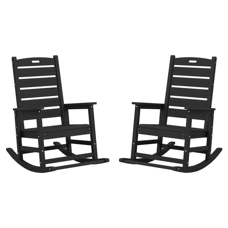 Wide Back PE Rocking Chair with Footrest – 30° Recline, Easy Assembly