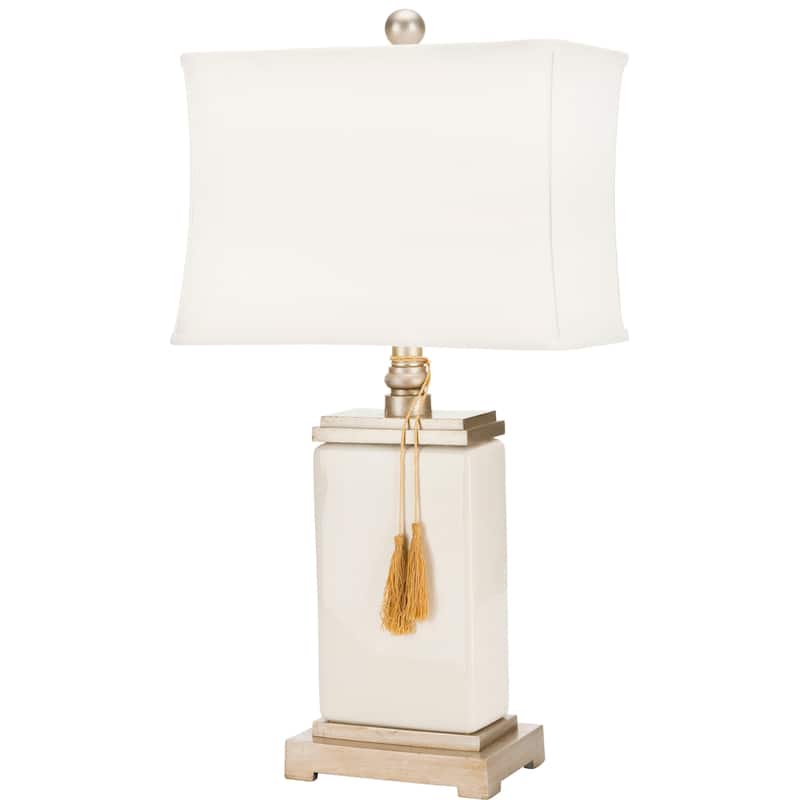 SAFAVIEH Lighting Ganna 30-inch Cream/Gold Tassel Table Lamp - 16.5"x9"x32" - 17Wx9Dx32H