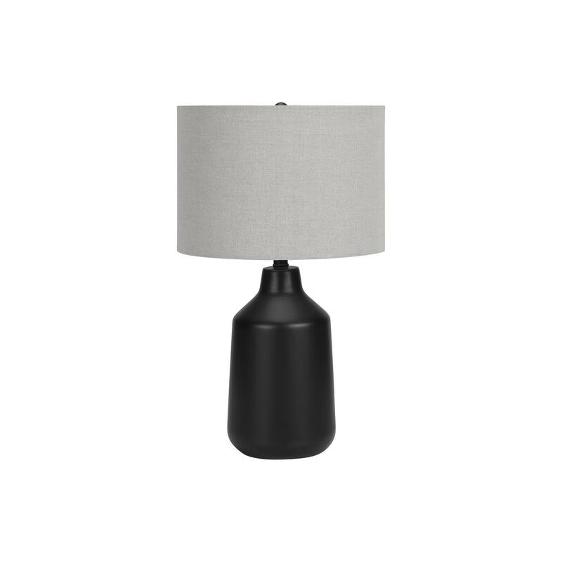 Concrete Table Lamp with Linen Shade 3 Way Switch Contemporary Design