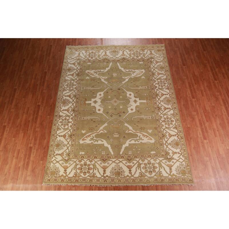 Oushak Indian Area Rug Handmade Transitional Wool Carpet - 9'0" x 11'10"