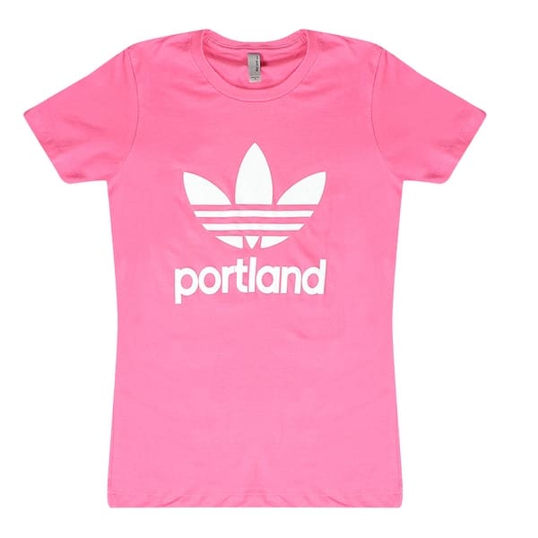 Shop Adidas Portland Originals Trefoil Women S Pink T Shirt White