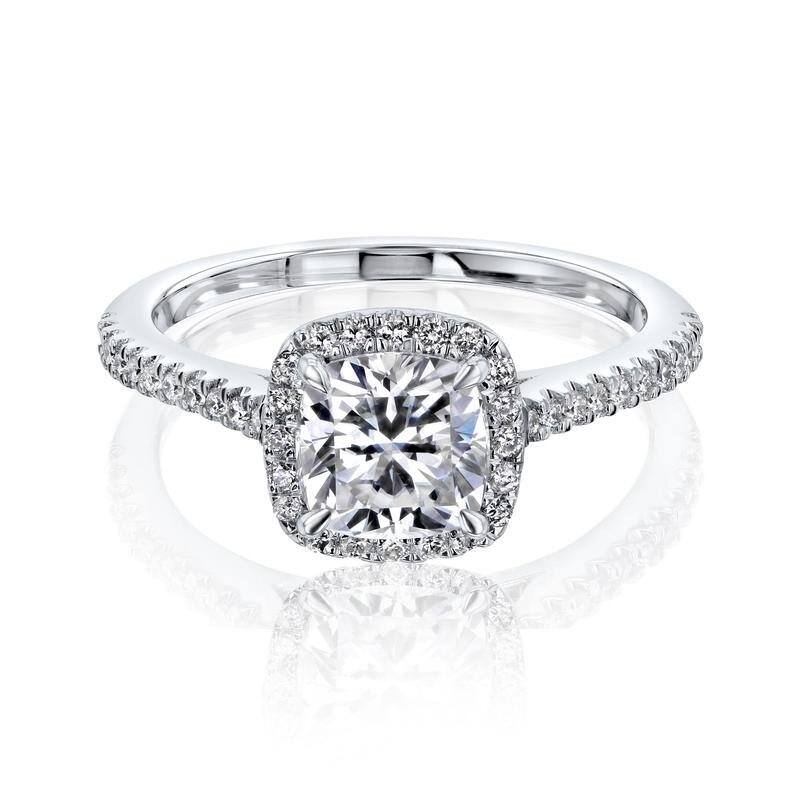 Annello by Kobelli 14k Gold Cushion Forever One Moissanite Floating Halo Ring (DEF/VS, GH/I) - White - 5