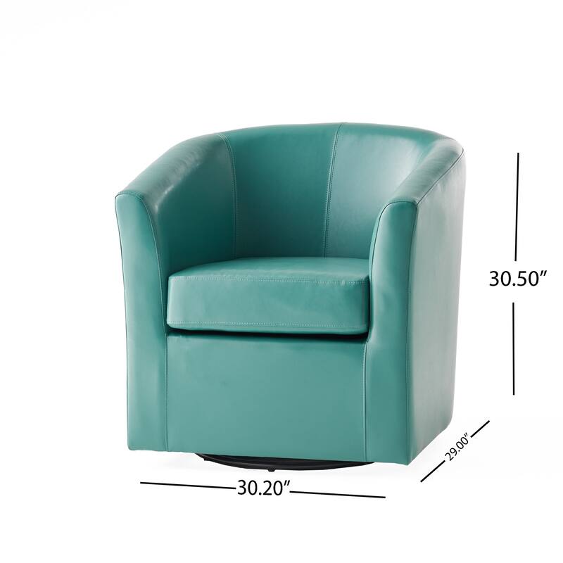 Roomfitters Modern Swivel Club Chair, Faux Leather Accent Armchair with Curved Back and Cushioned Seat for Living Spaces