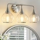 preview thumbnail 77 of 151, Modern Vanity Lights Dimmable Bathroom Light Fixtures with Glass Shade 3-Light - Brushed Nickel