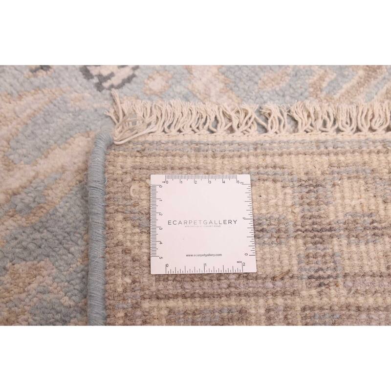 ECARPETGALLERY Hand-knotted Royal Oushak Light Denim Blue Wool Rug - 2'7 x 7'11