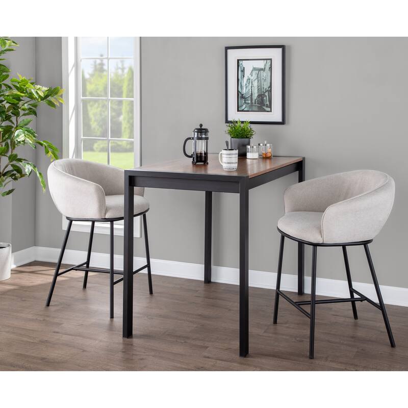 Porch & Den Kacie Counter Stool in Black Steel and Fabric - Set of 2