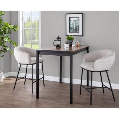 Porch & Den Kacie Counter Stool in Black Steel and Fabric - Set of 2