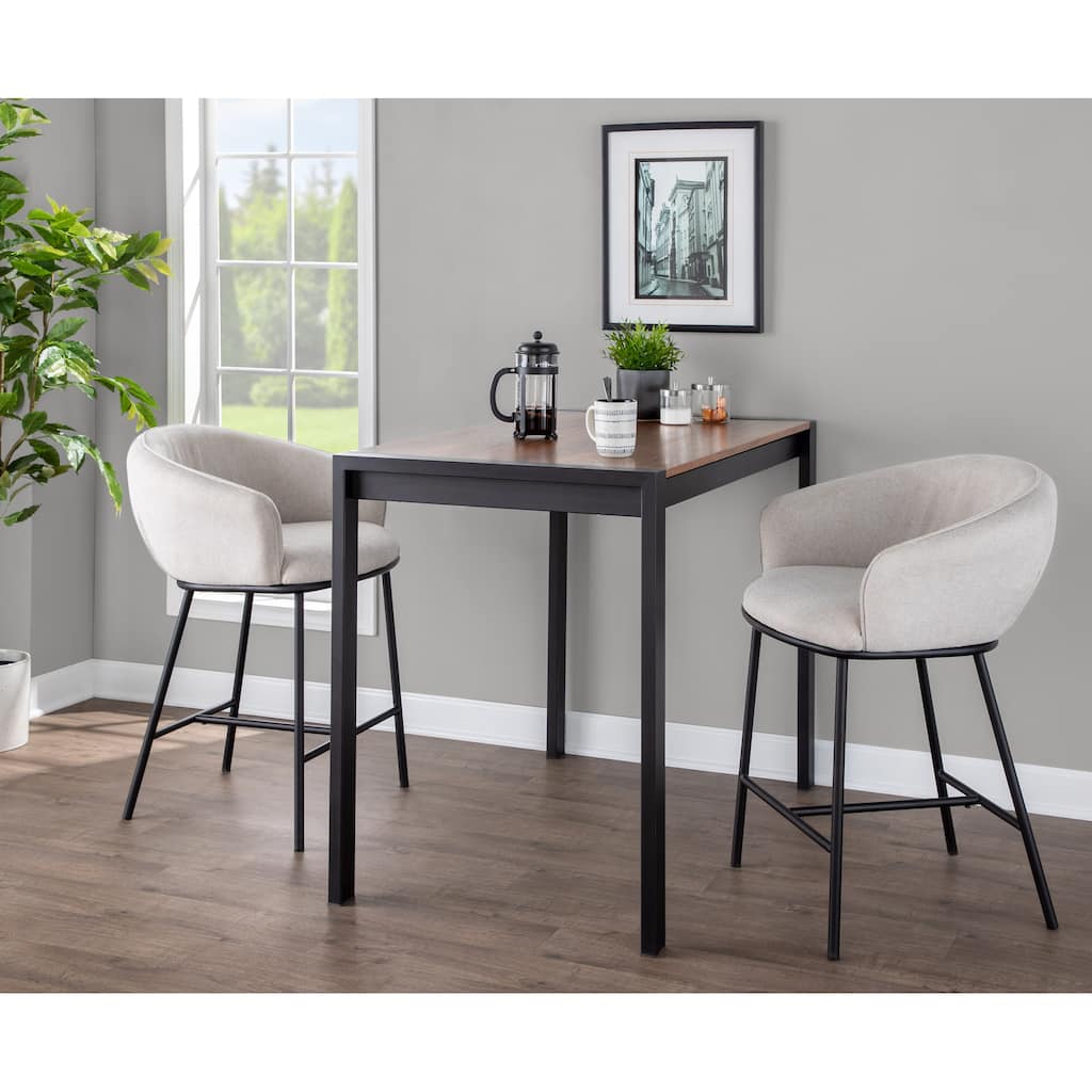 Porch & Den Kacie Counter Stool in Black Steel and Fabric - Set of 2