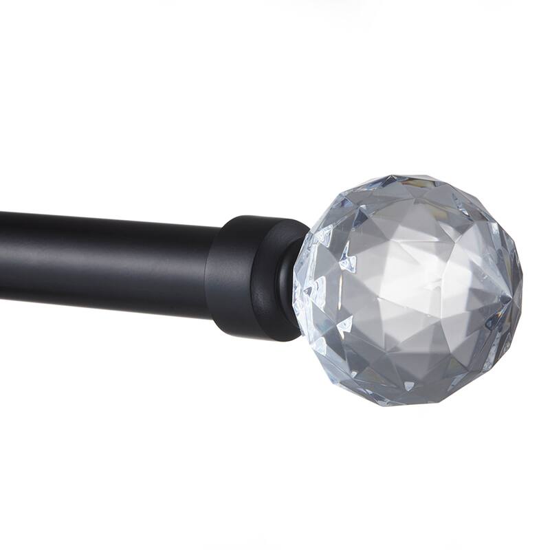 ATI Home Crystal Ball 1" Adjustable Curtain Rod and Finial Set