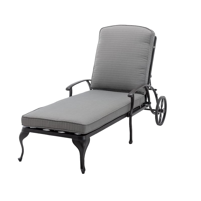 Aluminum Reclining Outdoor Chaise Lounge with Wheels and Cushions