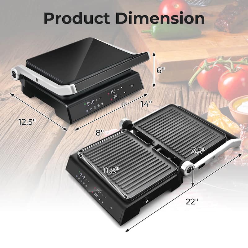 Costway Electric Panini Press Grill Sandwich Maker with LED Display & - See Details