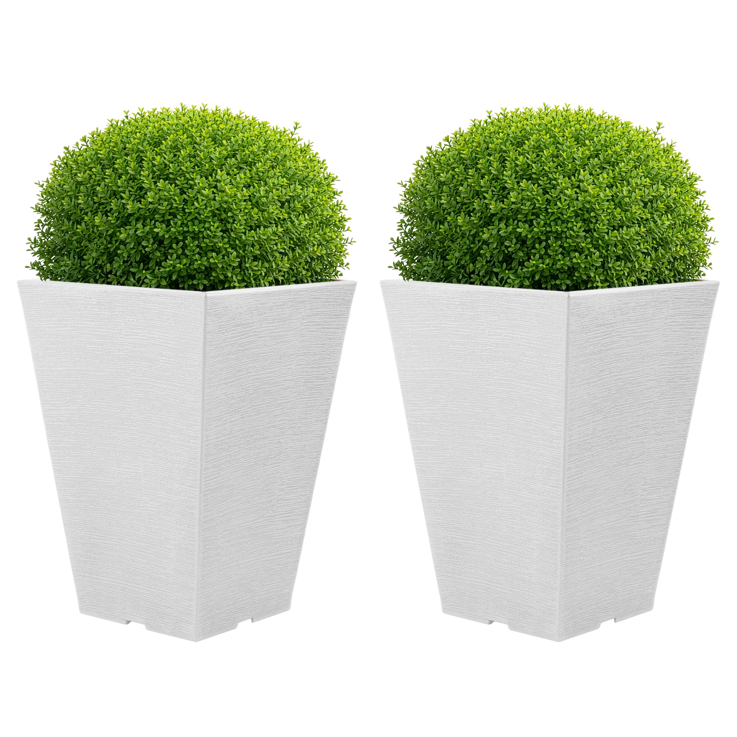 2-Pack Large Outdoor Planters 13.75-Inch Tall Planters for Outdoor or Indoor Pots for Plants Plastic Flower Pots for Patio