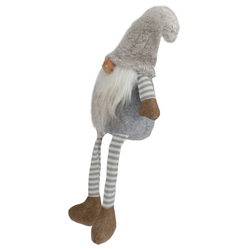 7.5" Gray and Beige Sitting Girl Christmas Gnome Figure