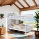 preview thumbnail 2 of 5, Contemporary Design Slatted Headboard Twin over Twin Bunk Bed, Sturdy Construction & Safety Guaranteed, White