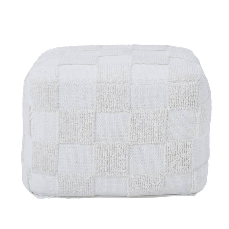 Renwil Payne Indoor 100% Cotton Pouf, Ivory