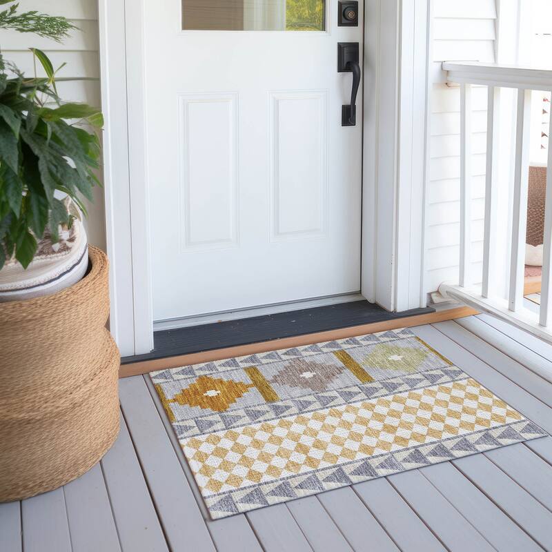 Machine Washable Indoor/ Outdoor Global Pima Chantille Rug - Gray - 1'8" x 2'6"