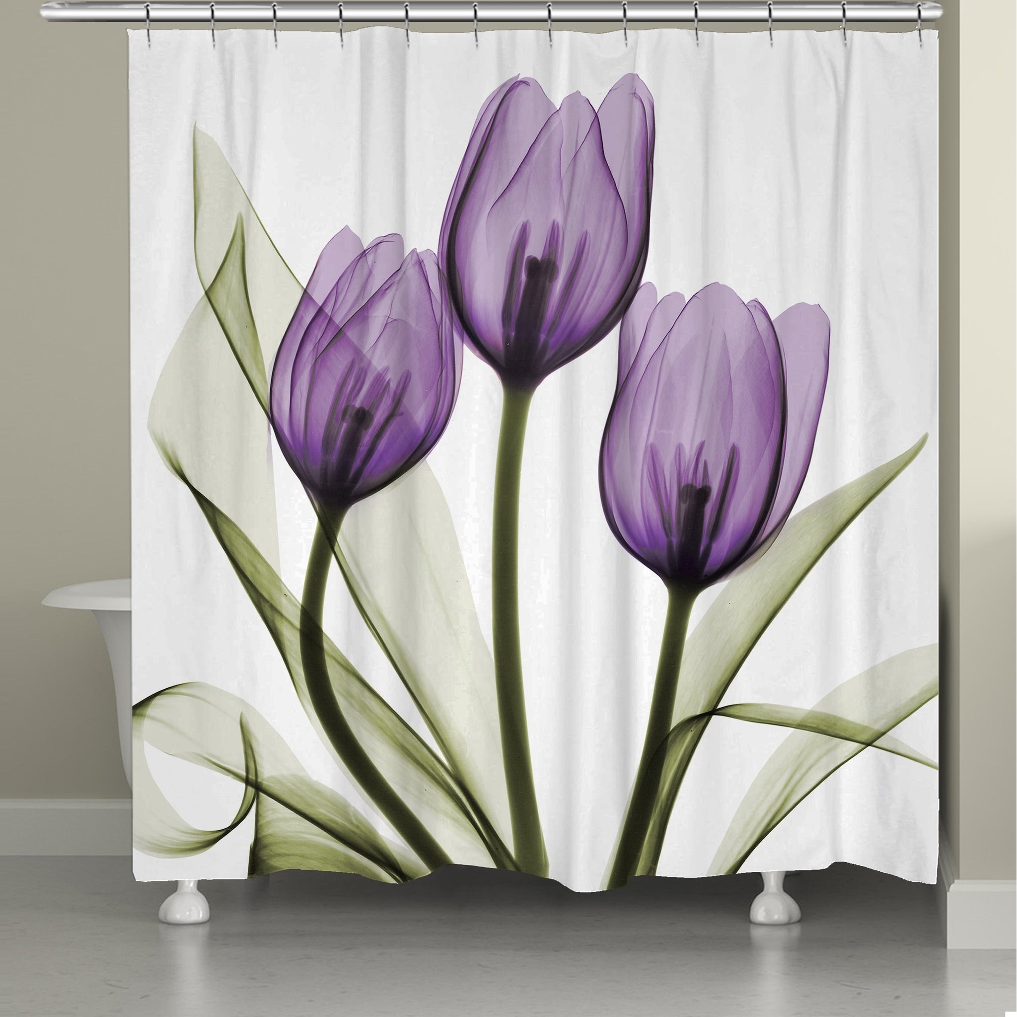 Hand Painted Purple Flowers Shower Curtain Simple Floral Plant