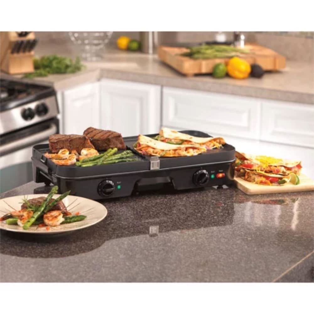 Ovente Electric Indoor Kitchen Griddle 16 x 10 Inch Nonstick Flat Cast Iron  Grilling Plate, Black GD1610B - Bed Bath & Beyond - 30142709