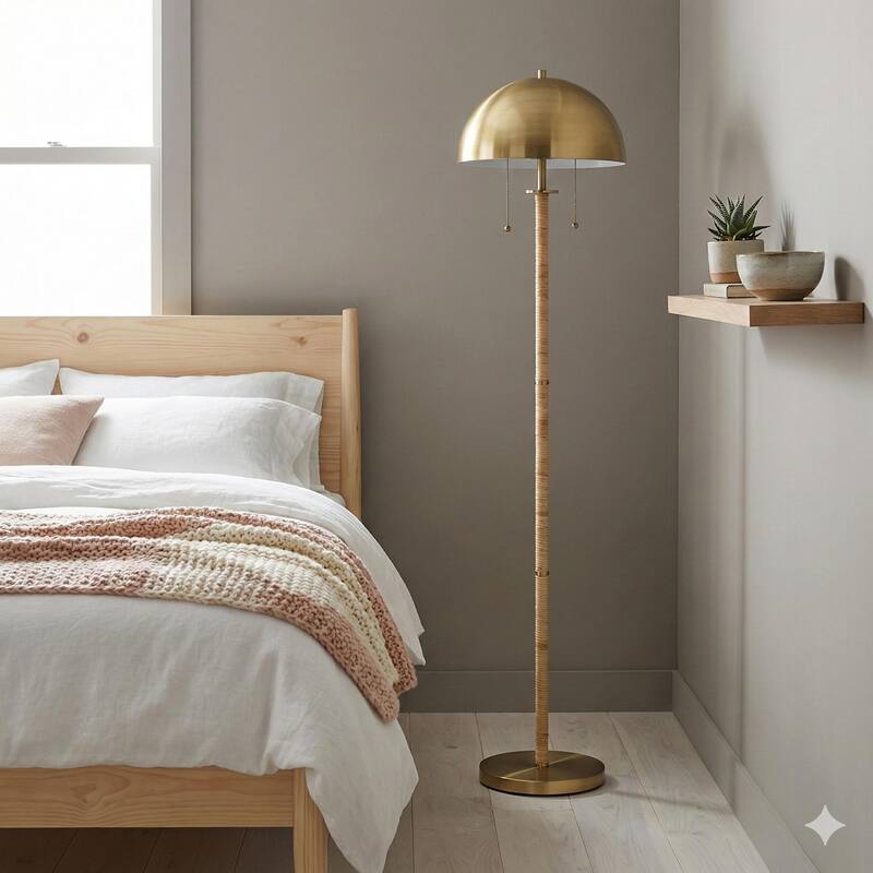 Elegant Duo Two-Light Floor Lamp - Brass