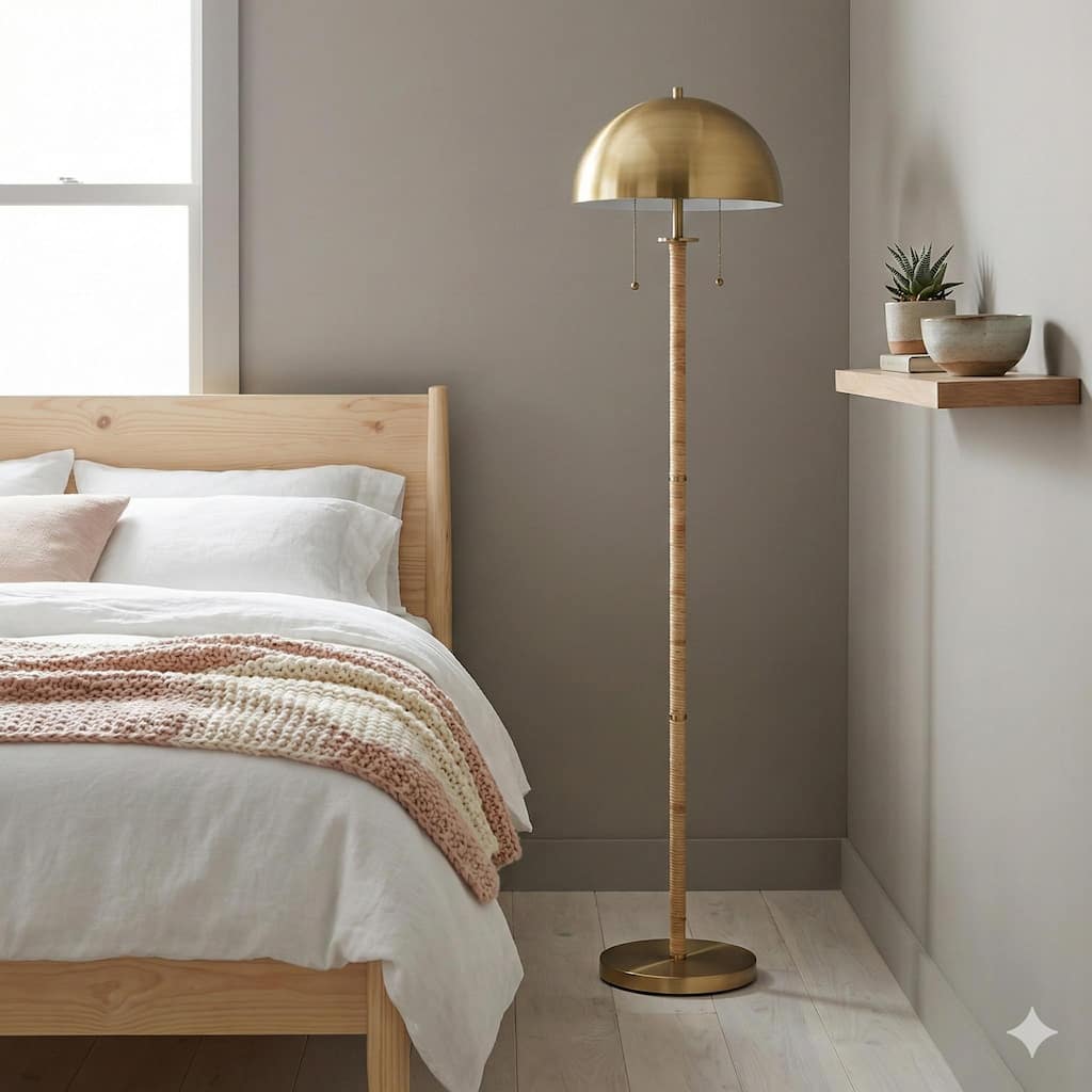 Elegant Duo Two-Light Floor Lamp - Brass