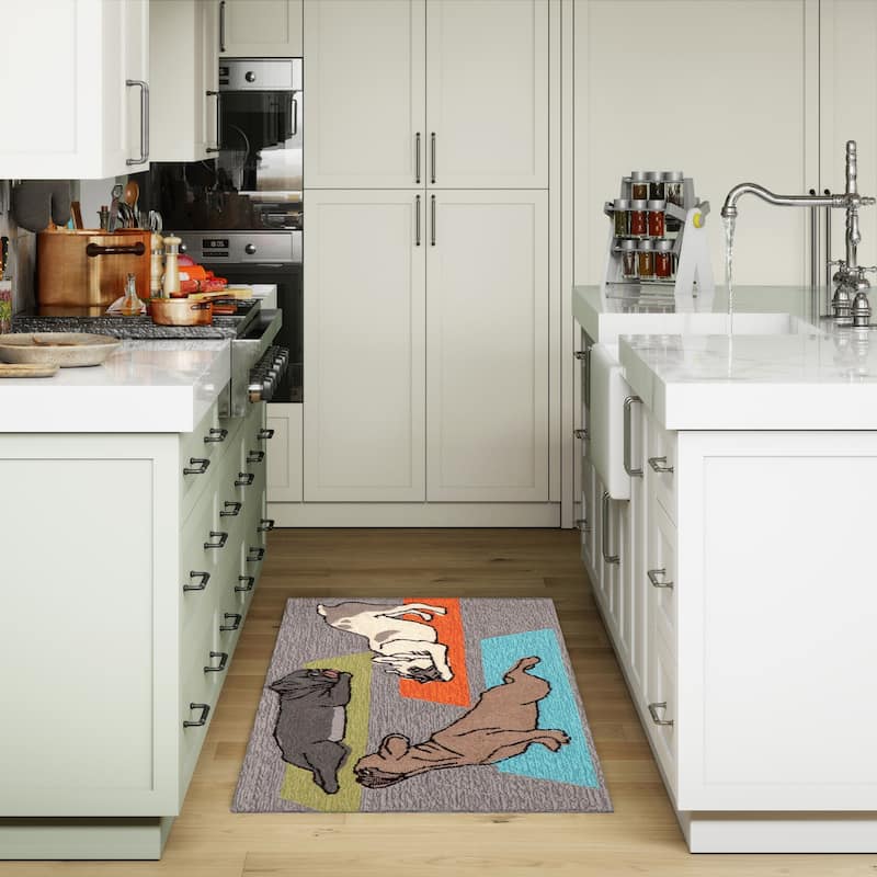 Liora Manne Frontporch Yoga Dogs Indoor/Outdoor Rug