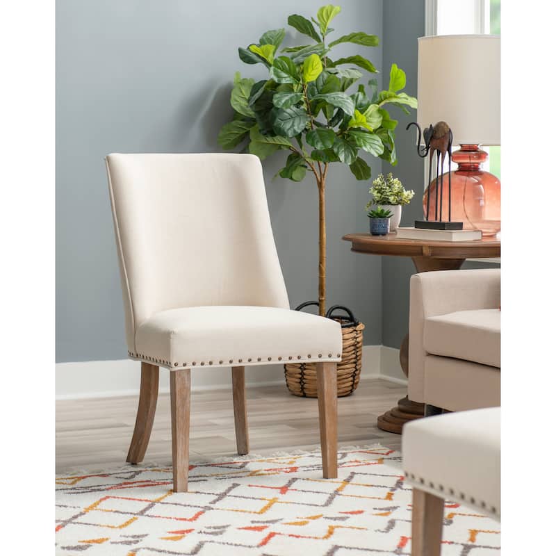 Linon Allard Modern Dining Chairs with Natural Legs (Set of 2) - Beige