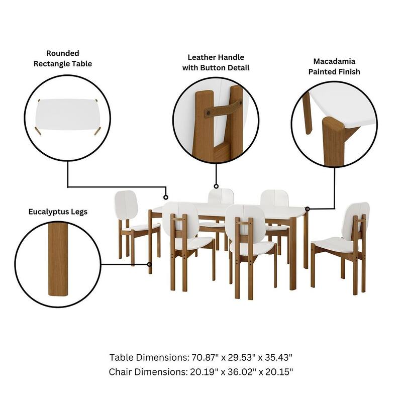 Manhattan Comfort Mid-Century Gales 70.87 Dining Table Set