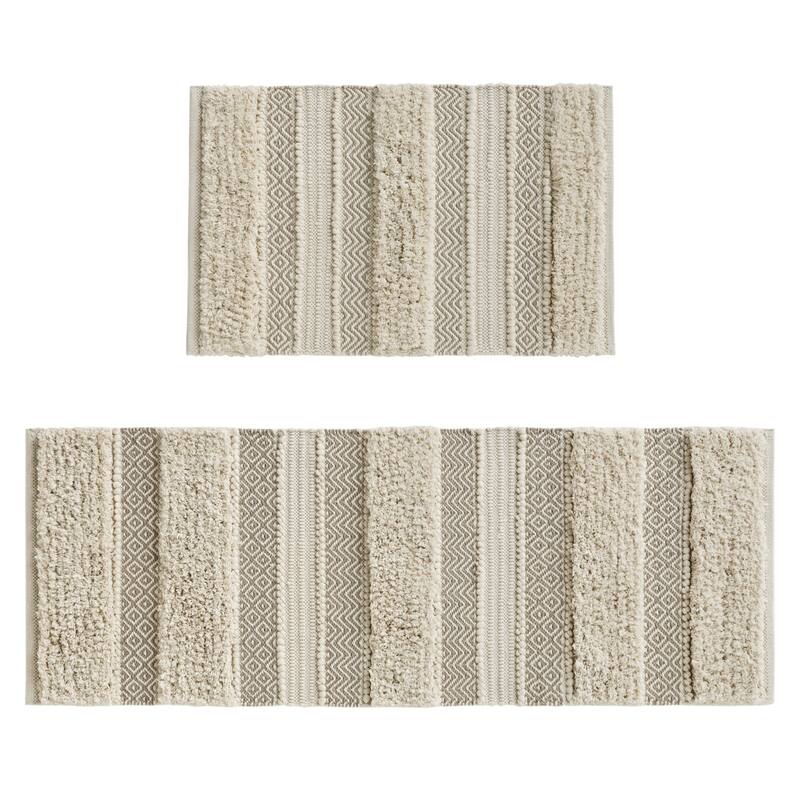 INK+IVY Asher Woven Texture Stripe Bath Rug