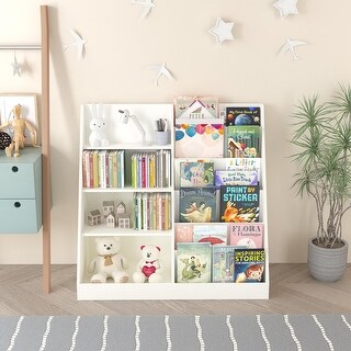 Kids Bookshelf and Toy Storage Organizer in Kids Room Playroom Nursery for Kids, Children, Toddlers - White