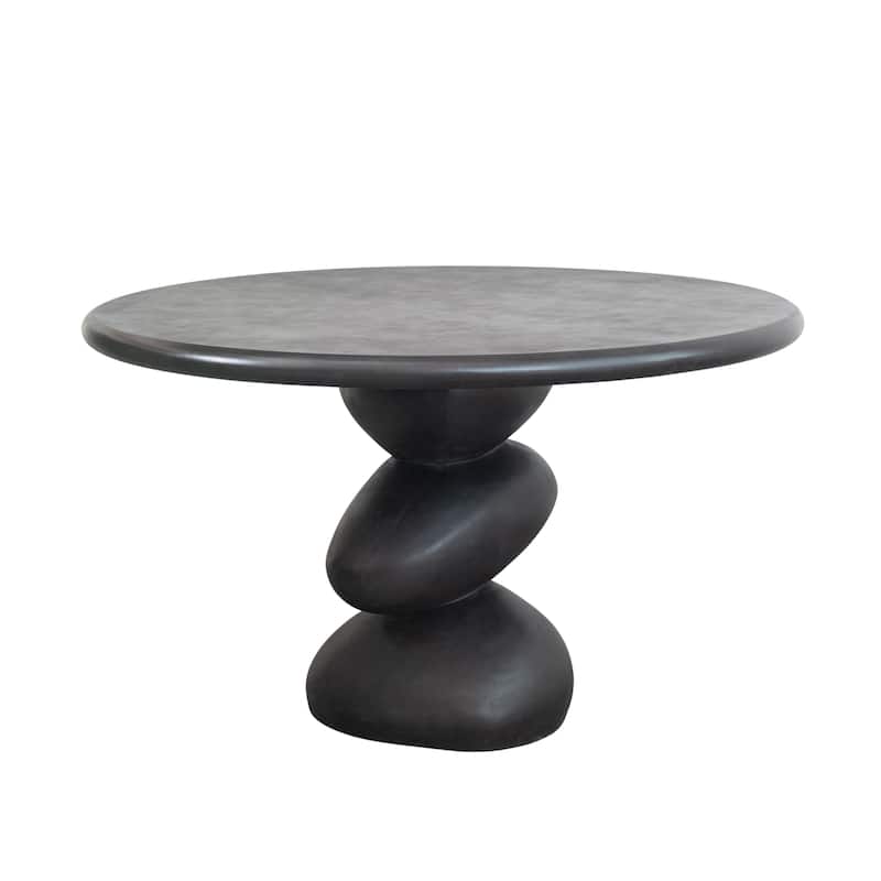 Round Indoor/Outdoor Concrete Table, Black - 48.8"L x 48.8"W x 29.5"H