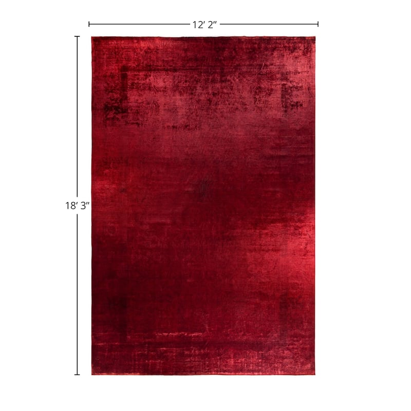 Overdyed, One-of-a-Kind Hand-Knotted Area Rug - Red - 12' 2" x 18' 3"