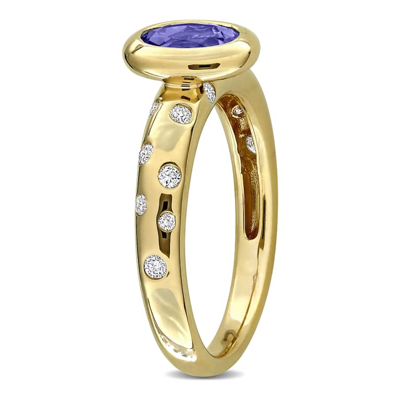 Miadora Gemstone and 1/4ct TDW Diamond Ring in 10k Yellow Gold