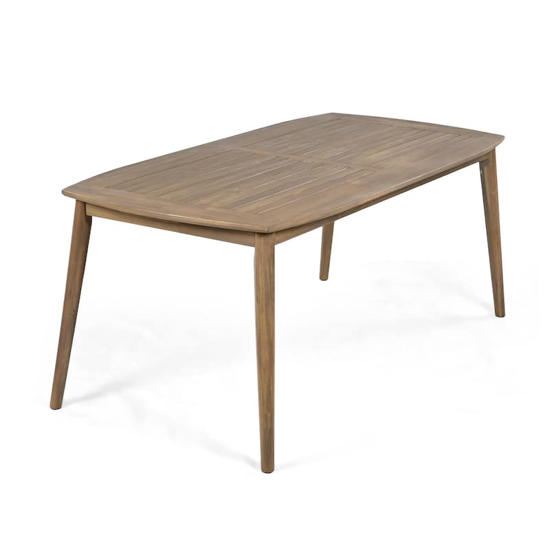 Wood Dining Table 8-Person Outdoor Table, Farmhouse Furniture for Patio, Garden, Backyard, Teak 180 LBS Weight Capacity 72"L