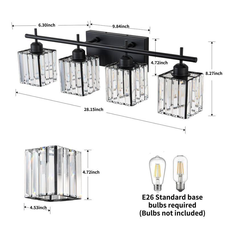 Starsky 3/4-Light Modern Dimmable Bathroom Crystal Vanity Light Wall Sconces with Crystal Shade